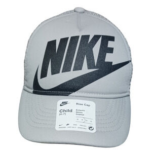Nike Rise Cap Kids Structured Futura Trucker Hat Light Smoke Grey Size 4-7 New